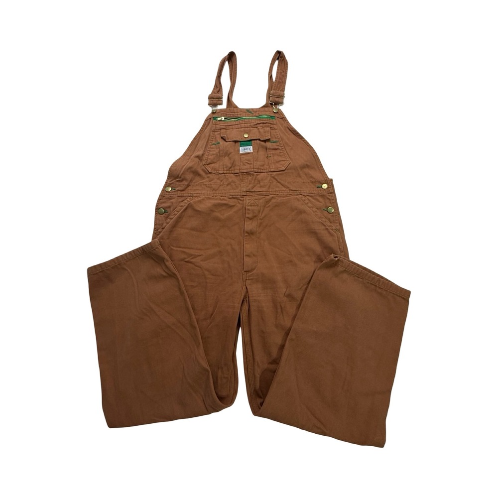 Liberty Overalls Mens 38x30 Brown Bib Duck Canvas Straight Leg Workwear Western